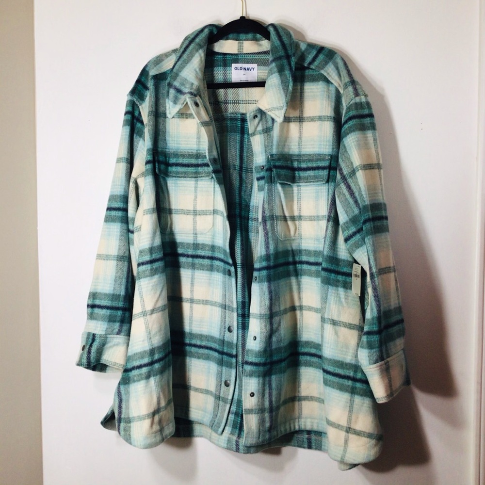 NWT Old Navy Shacket Wool Plaid 3X